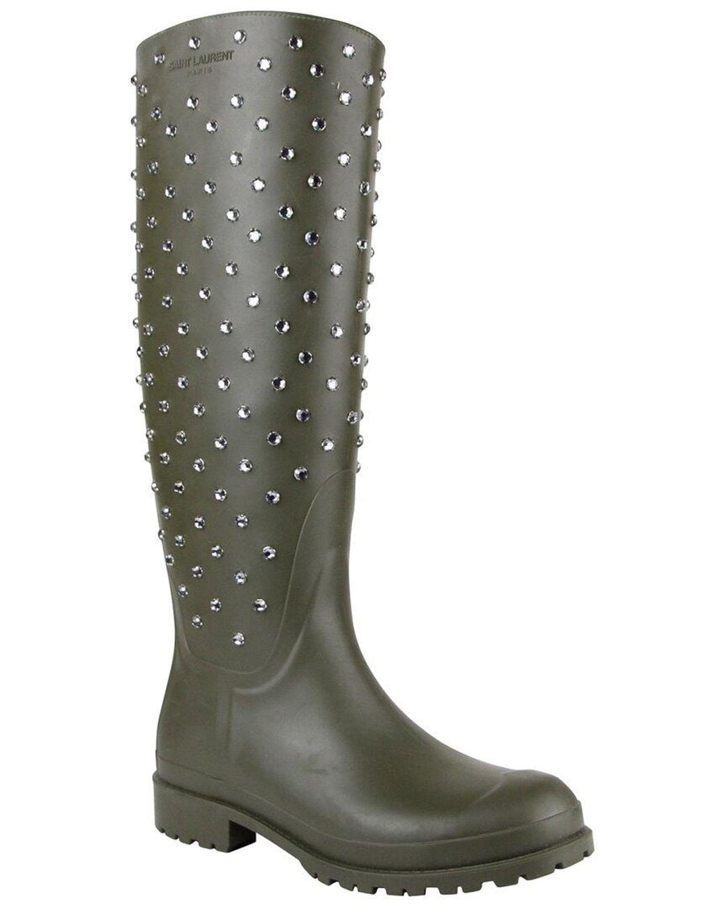 Saint Laurent Green Rubber Boot