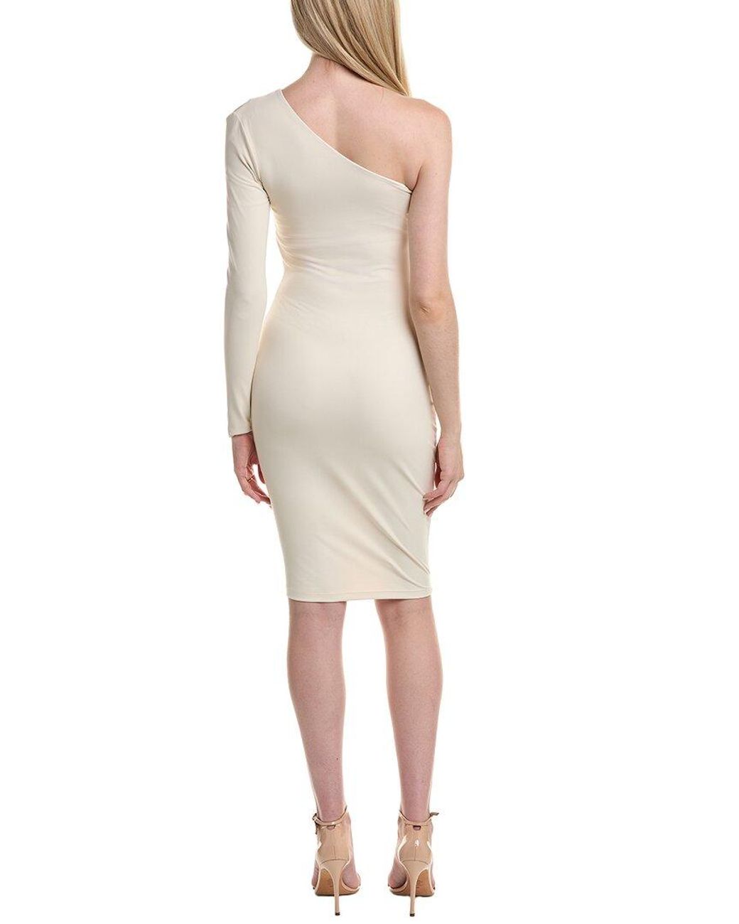 Susana Monaco White One-Arm Slit Shoulder Mini Dress