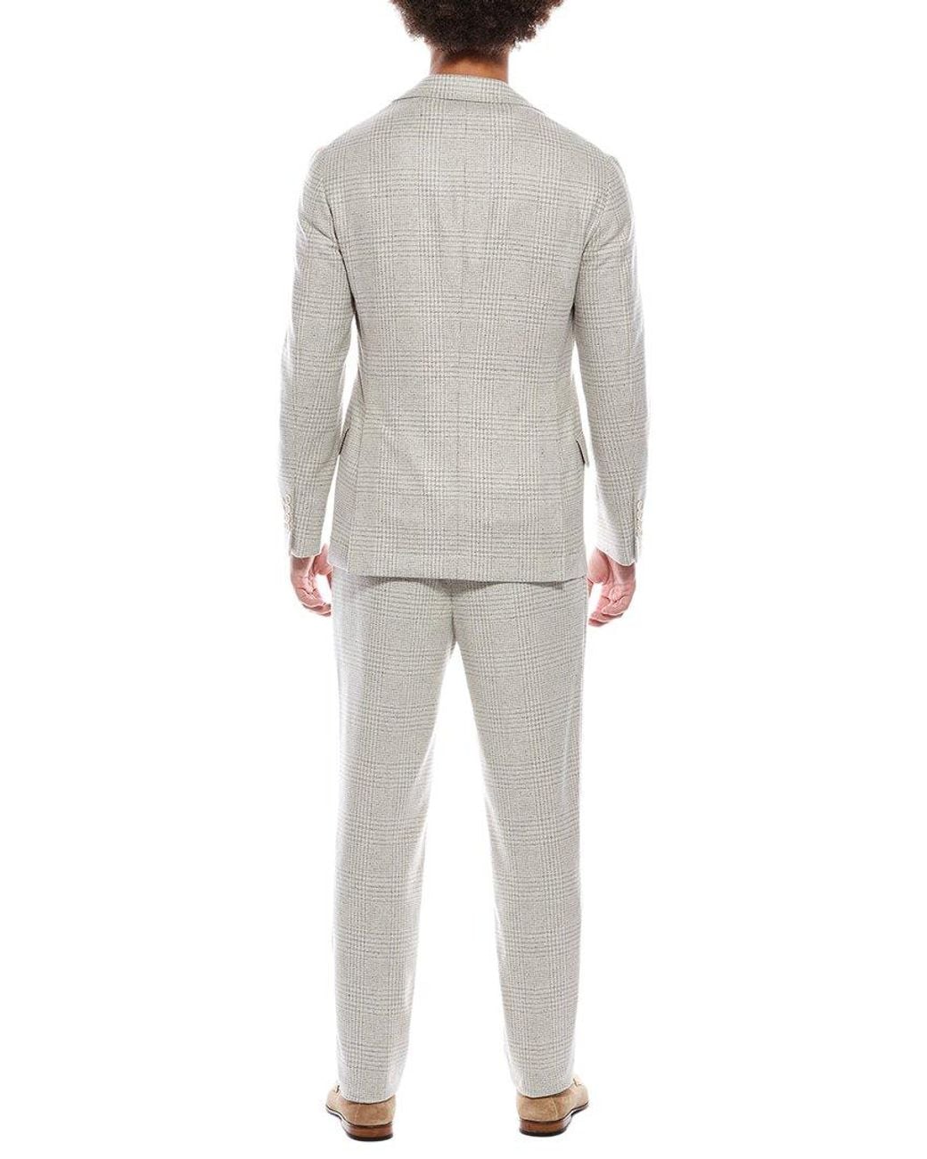 Brunello Cucinelli Gray 2Pc Wool & Silk-Blend Suit With Pleated Pant for men