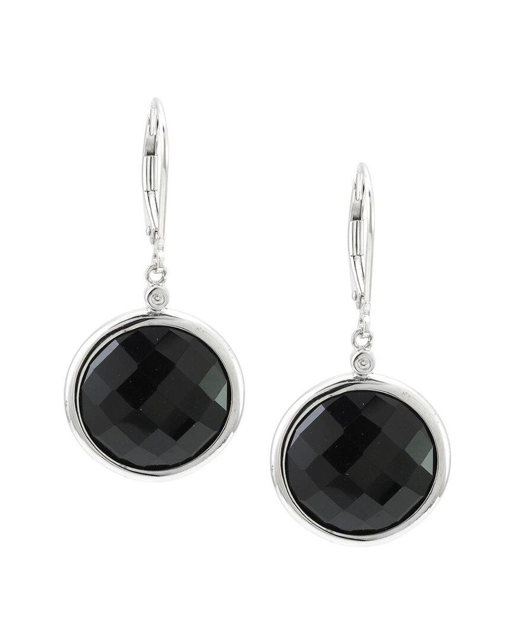 Gemstones Black 0.01 Ct. Tw. Diamond & Onyx Drop Earrings