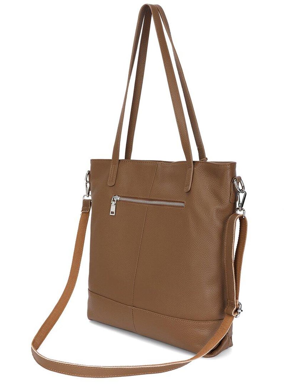Tiffany & Fred Paris Brown Grained Leather Tote