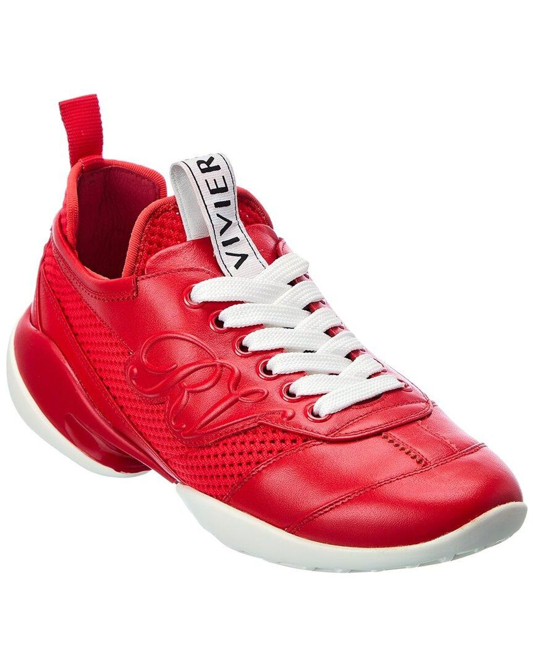 Roger Vivier Red Viv Match Leather & Mesh Sneaker