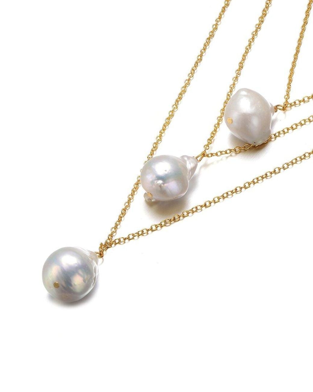 Rachel Glauber Metallic 14k Over Silver 13-16mm Pearl Necklace