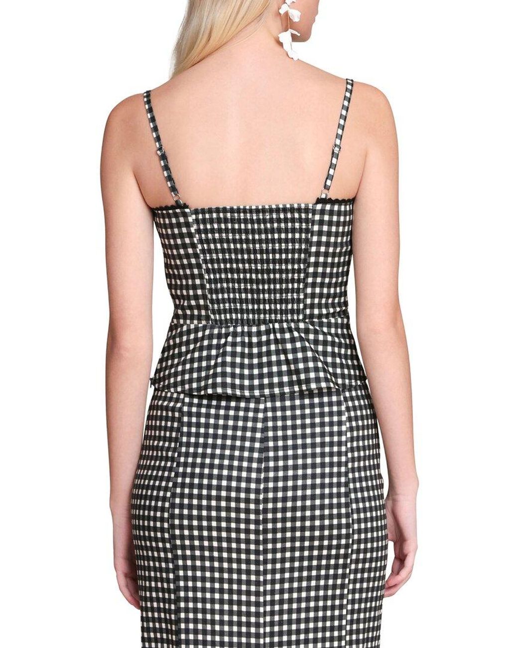Avec Les Filles Black Peplum Linen-Blend Tank Top