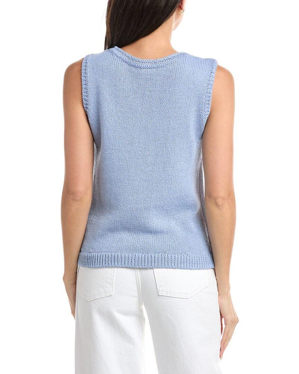 St. John Blue Scoop Neck Knit Tank Top