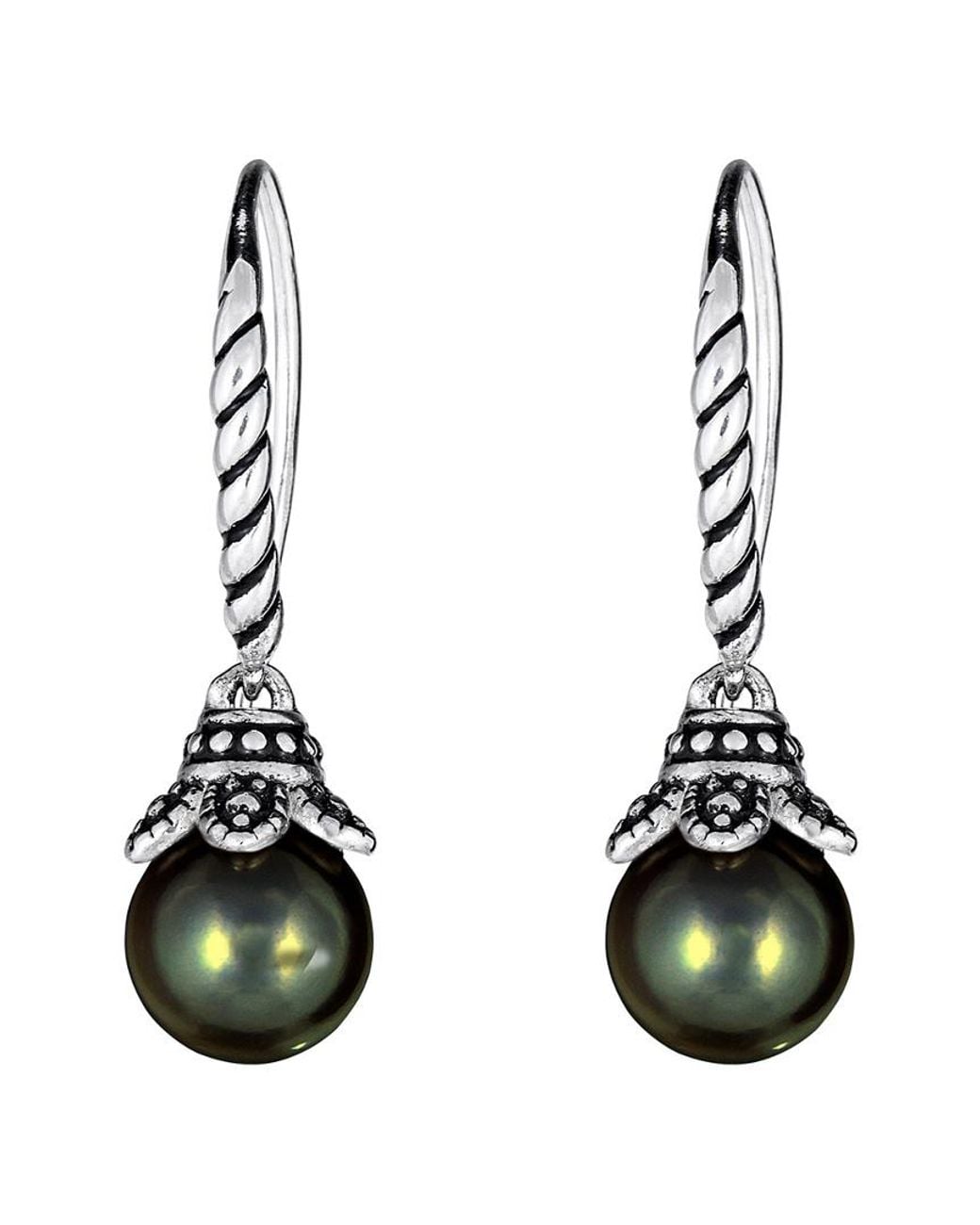 Belpearl Multicolor Silver 10mm Tahitian Dangle Earrings