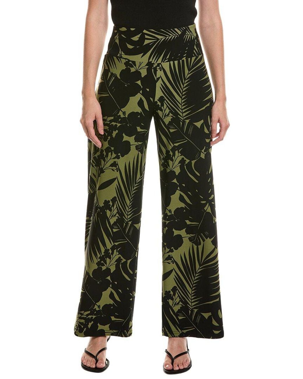 Anne Klein Green Plus High-Rise Pull-On Wide Waistband Palazzo Pant