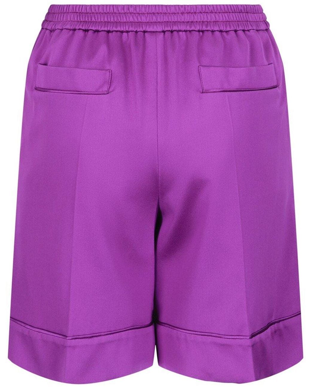 Valentino Purple Drawstring Waist Silk Short