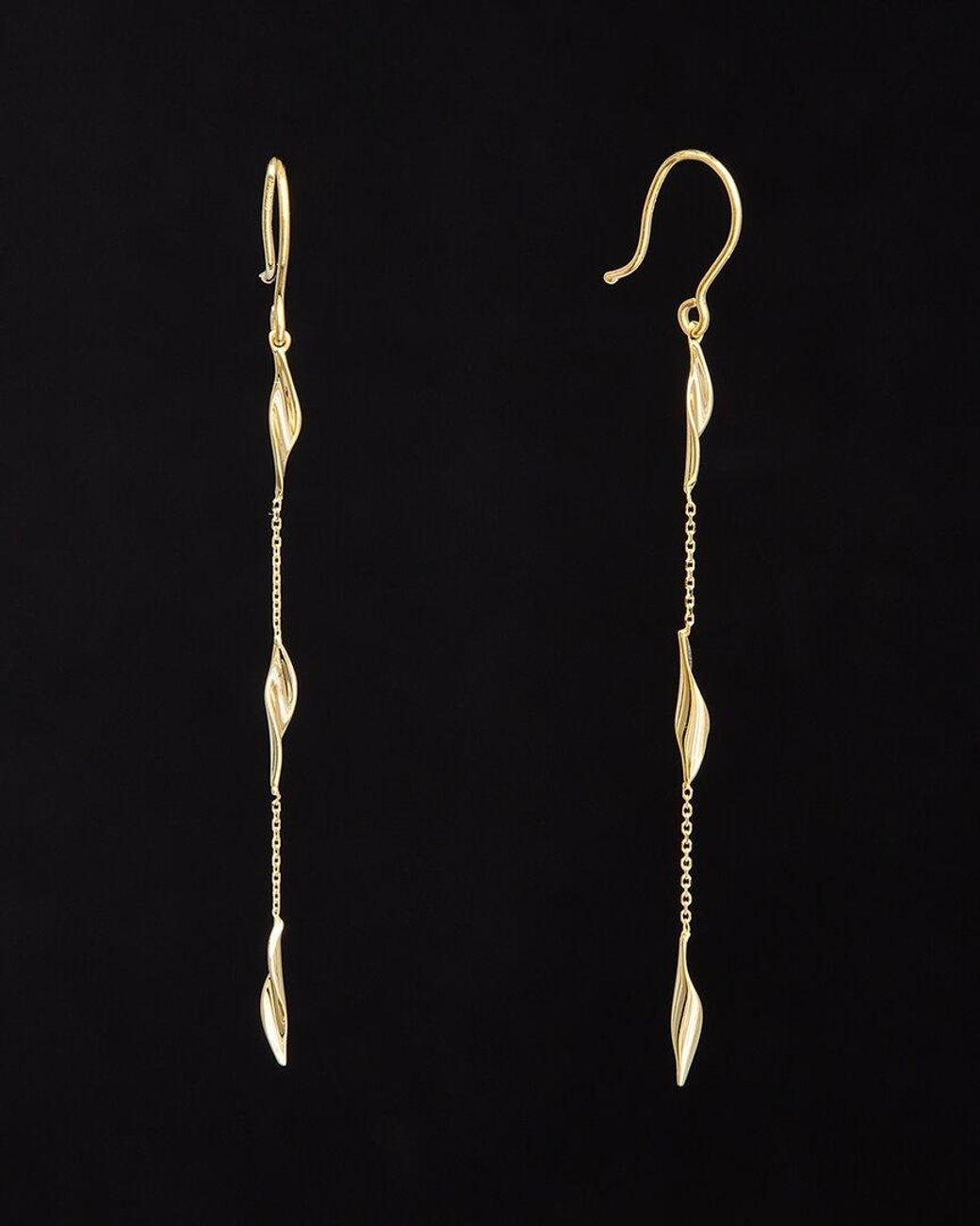 Italian Gold Black 14k Triple Twist Leaf Drop Earrings