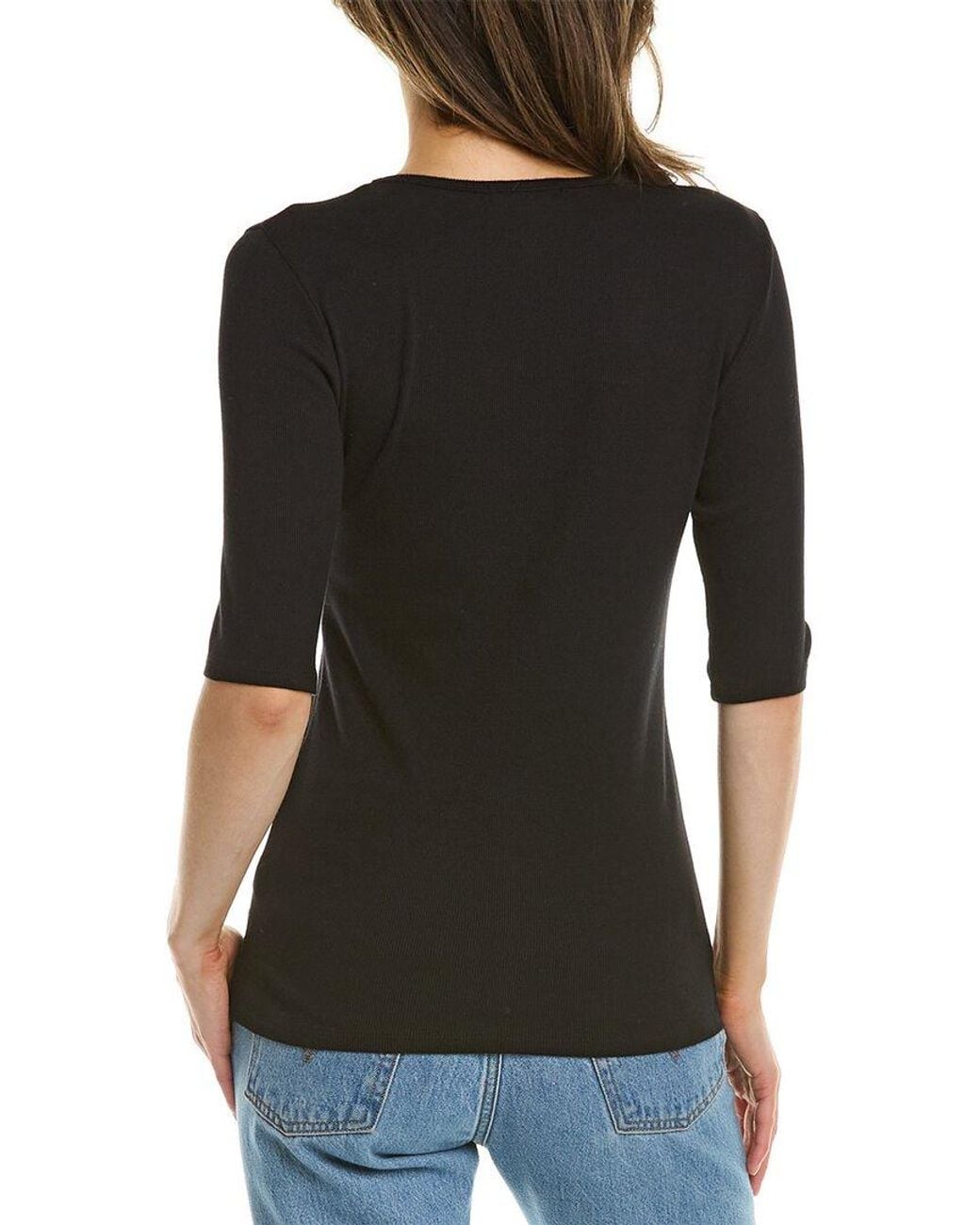 Michael Stars Black Tara Slim Crewneck Top