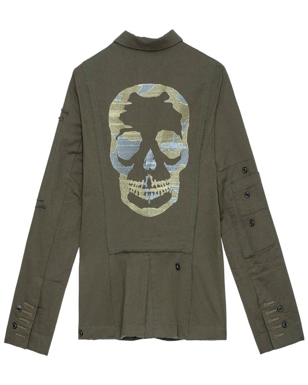Zadig & Voltaire Green Virginia Camo Skull Lurex Jacket