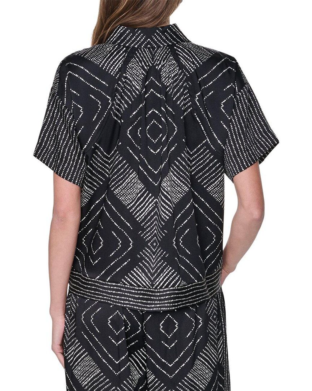DKNY Black Drop-Shoulder Printed Top