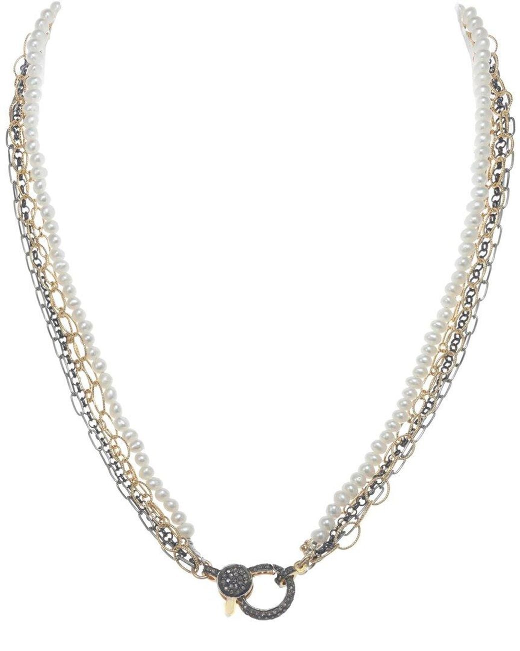 Margo Morrison Metallic Vermeil Diamond & Pearl Necklace