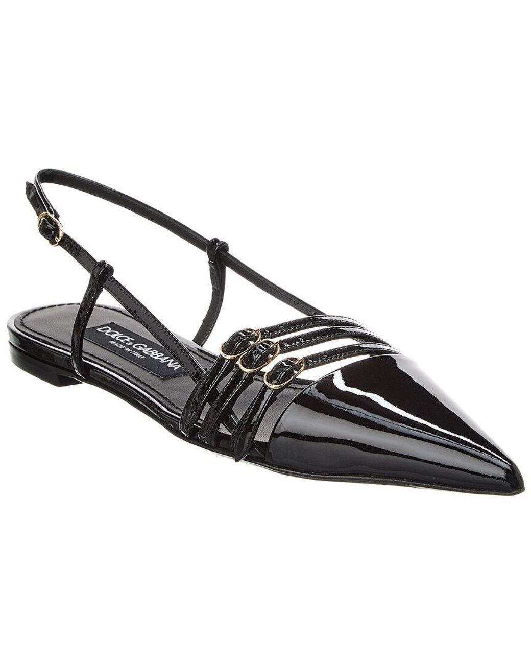 Dolce & Gabbana Black Leather Slingback Flat