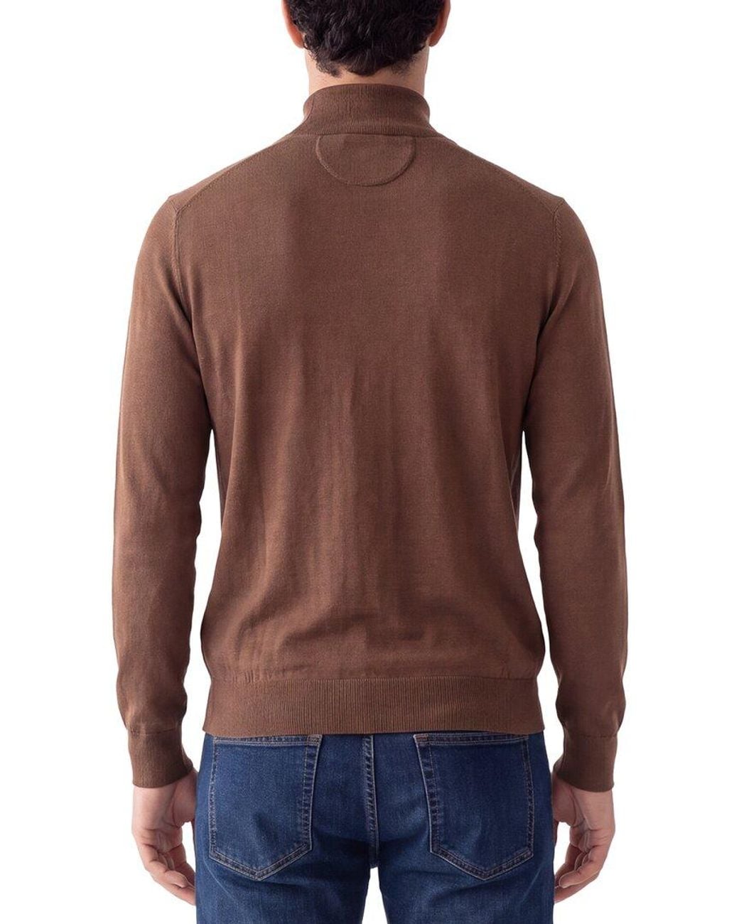 Raffi Brown Jersey Mock Neck Sweater for men