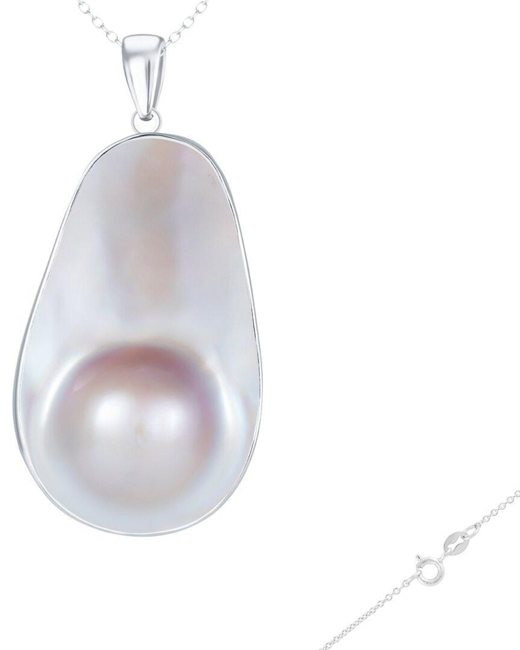 Splendid White 24X40Mm Pearl Plated Pendant