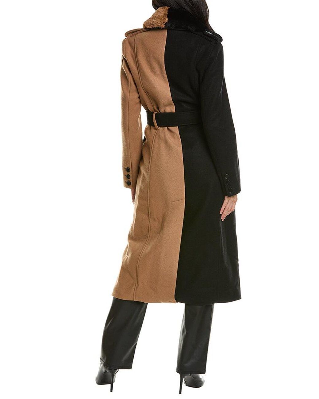 Double face wool blend clearance wrap front coat badgley mischka