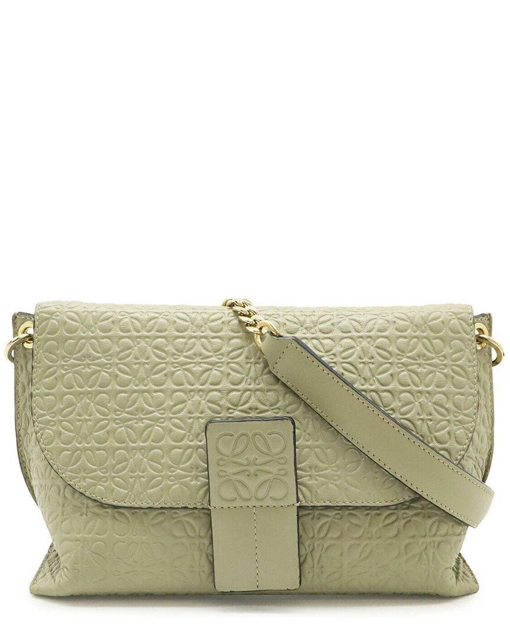 Loewe Gray Calfskin Anagram Avenue Chain Shoulder Bag (Authentic Pre-Loved)