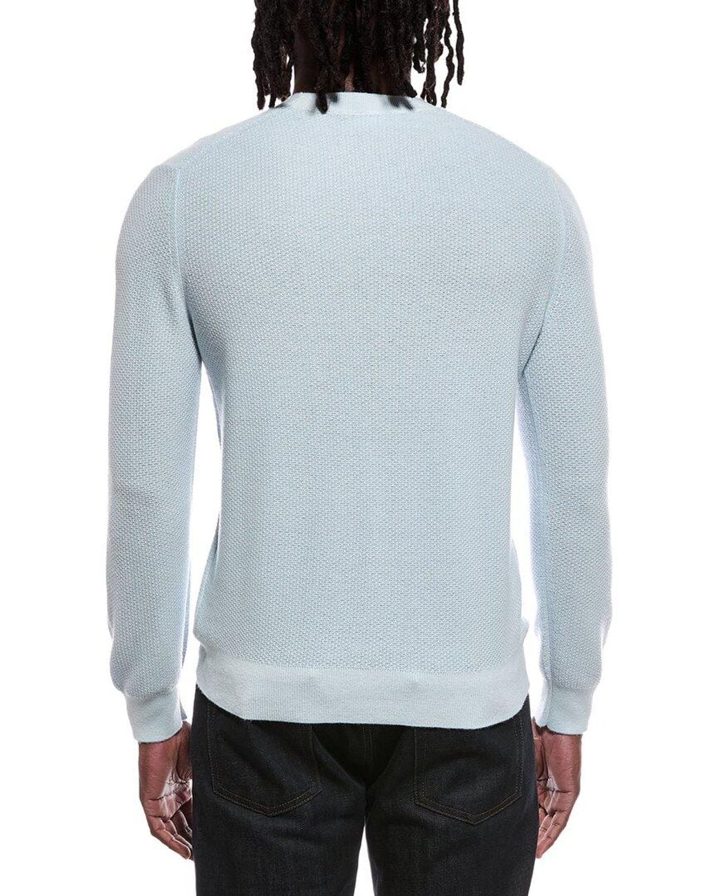 Vince Blue Geo Jacquard Wool & Cashmere Crewneck Sweatshirt for men