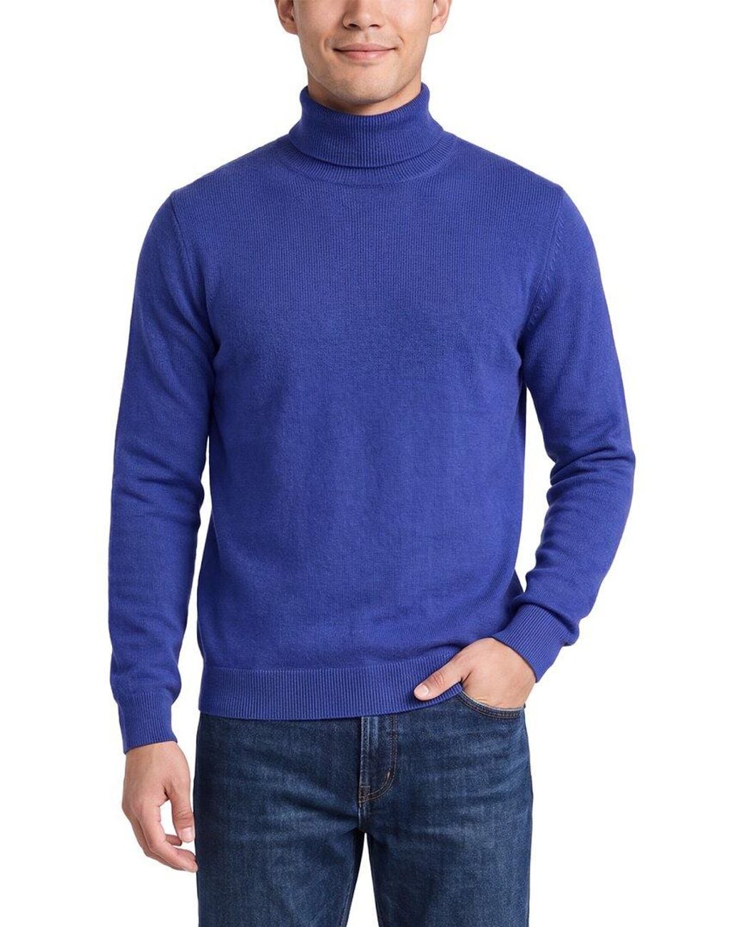 N.Peal Cashmere Blue Trafalgar Cashmere Roll Neck Sweater for men