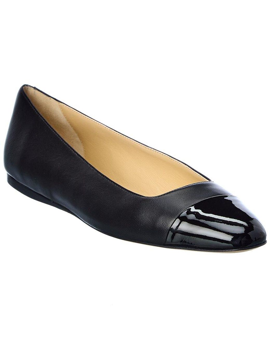 Jimmy Choo Watson Leather & Patent Flat in Black Lyst