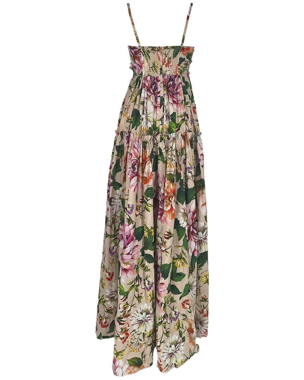 Dolce & Gabbana White Floral Print Poplin Maxi Dress, Size It (Authentic Pre- Loved)