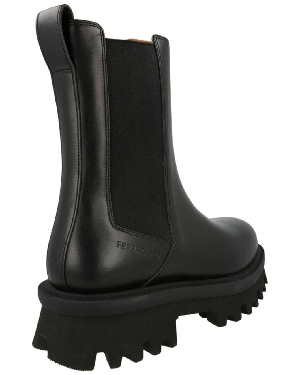 Ferragamo Black Flash Leather Boot for men
