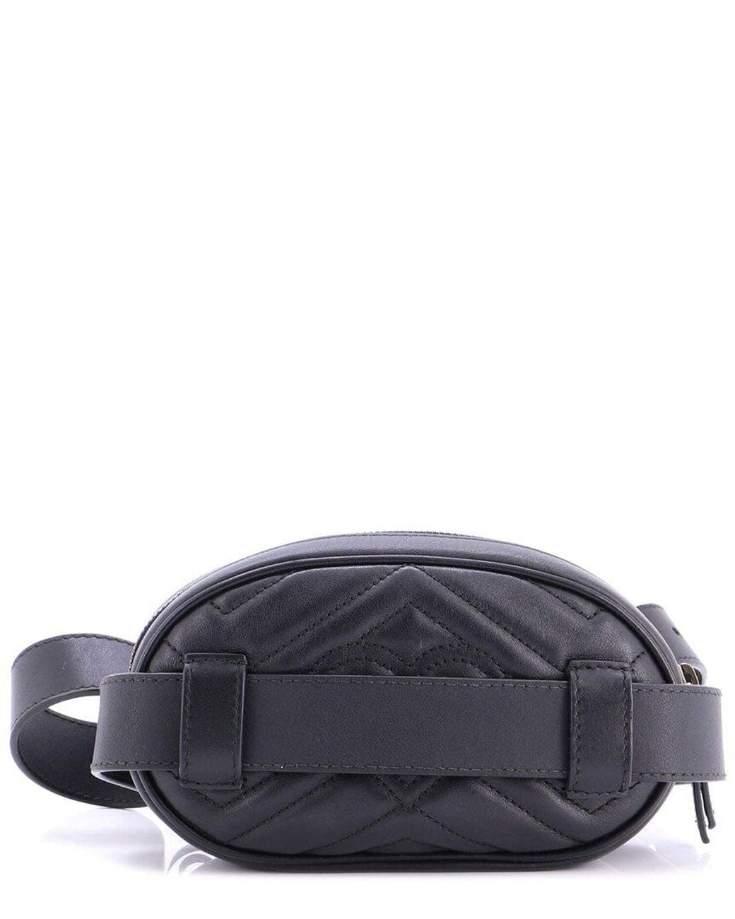 Gucci Blue Matelasse Leather Gg Marmont Belt Bag Leather (Authentic Pre- Loved)