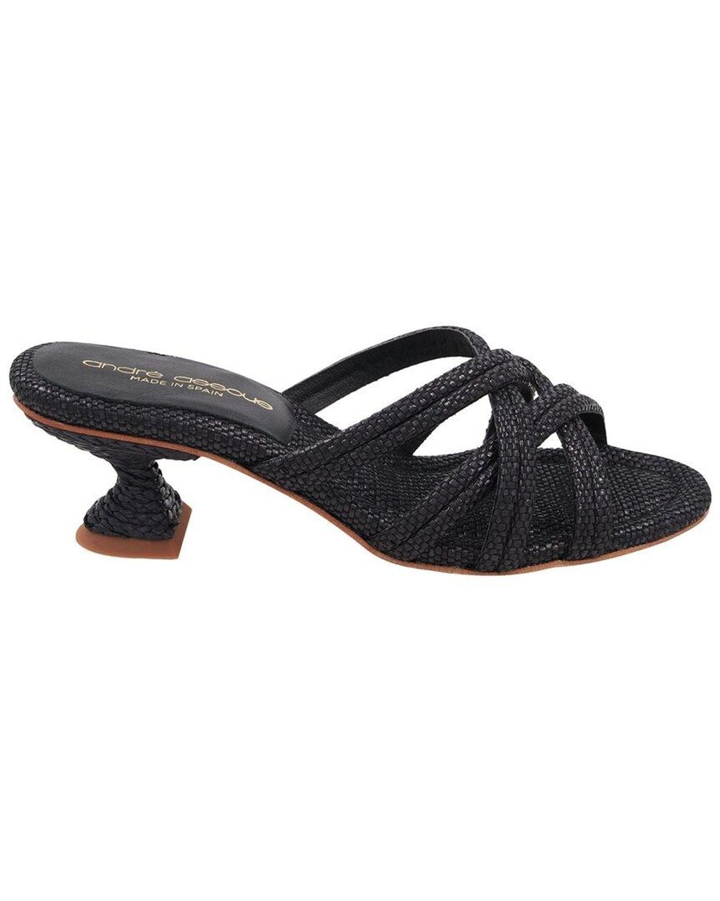 Andre Assous Black Polina-1 Raffia Sandal