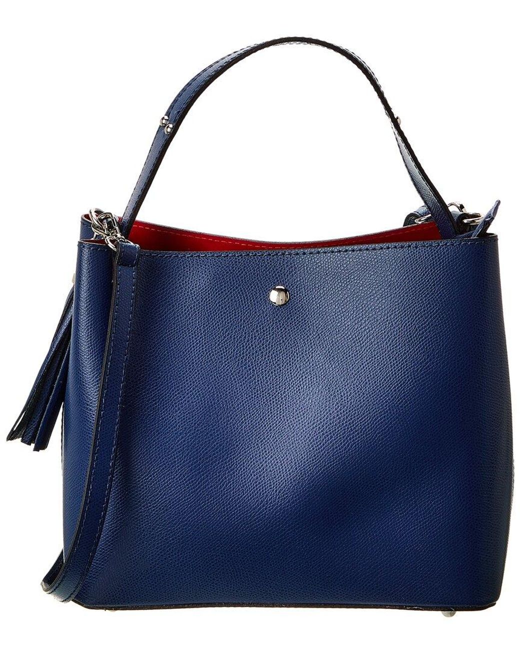 Italian Leather Top Handle Tote in Blue Lyst