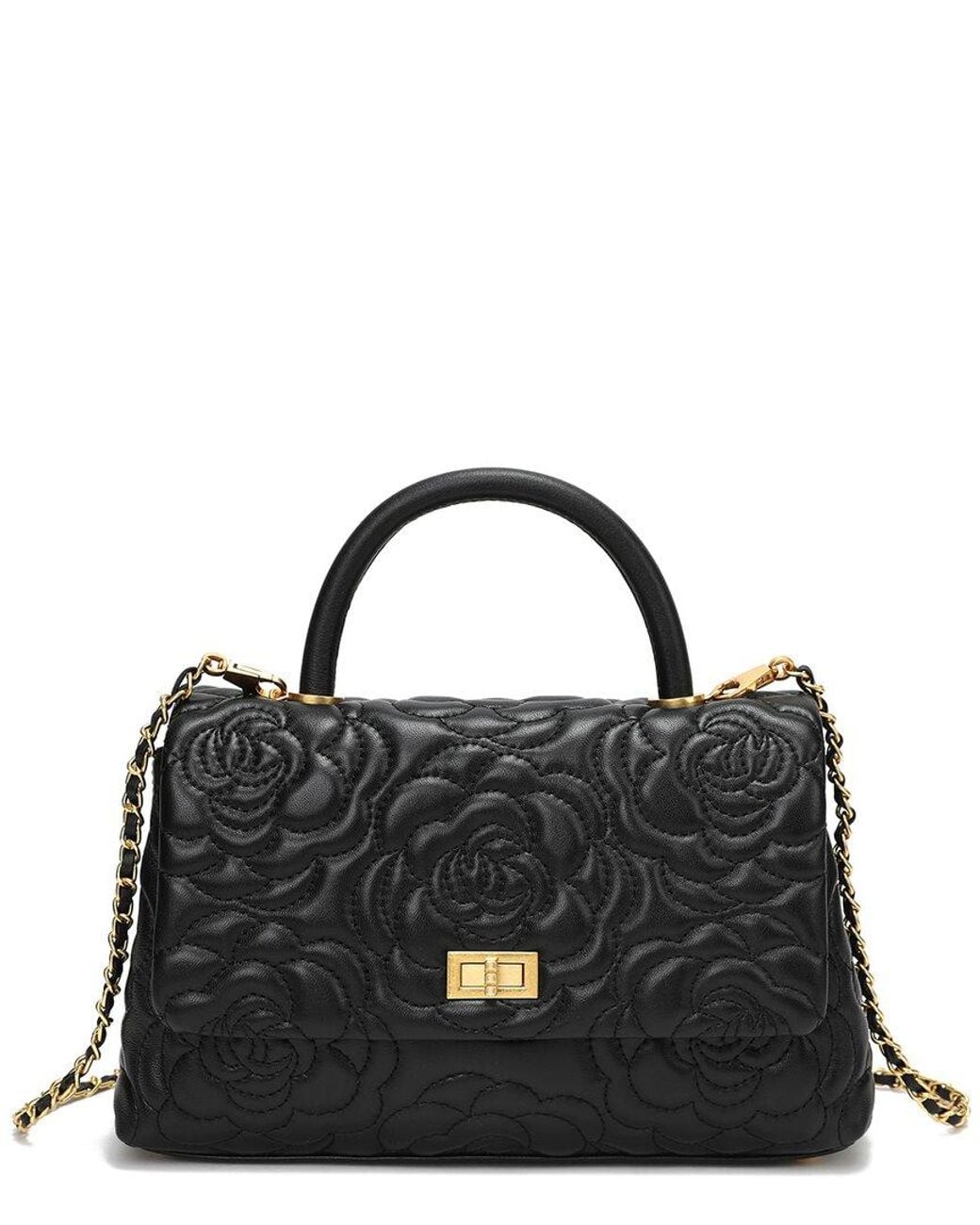 Tiffany & Fred Paris Black Quilted Large Leather Satchel