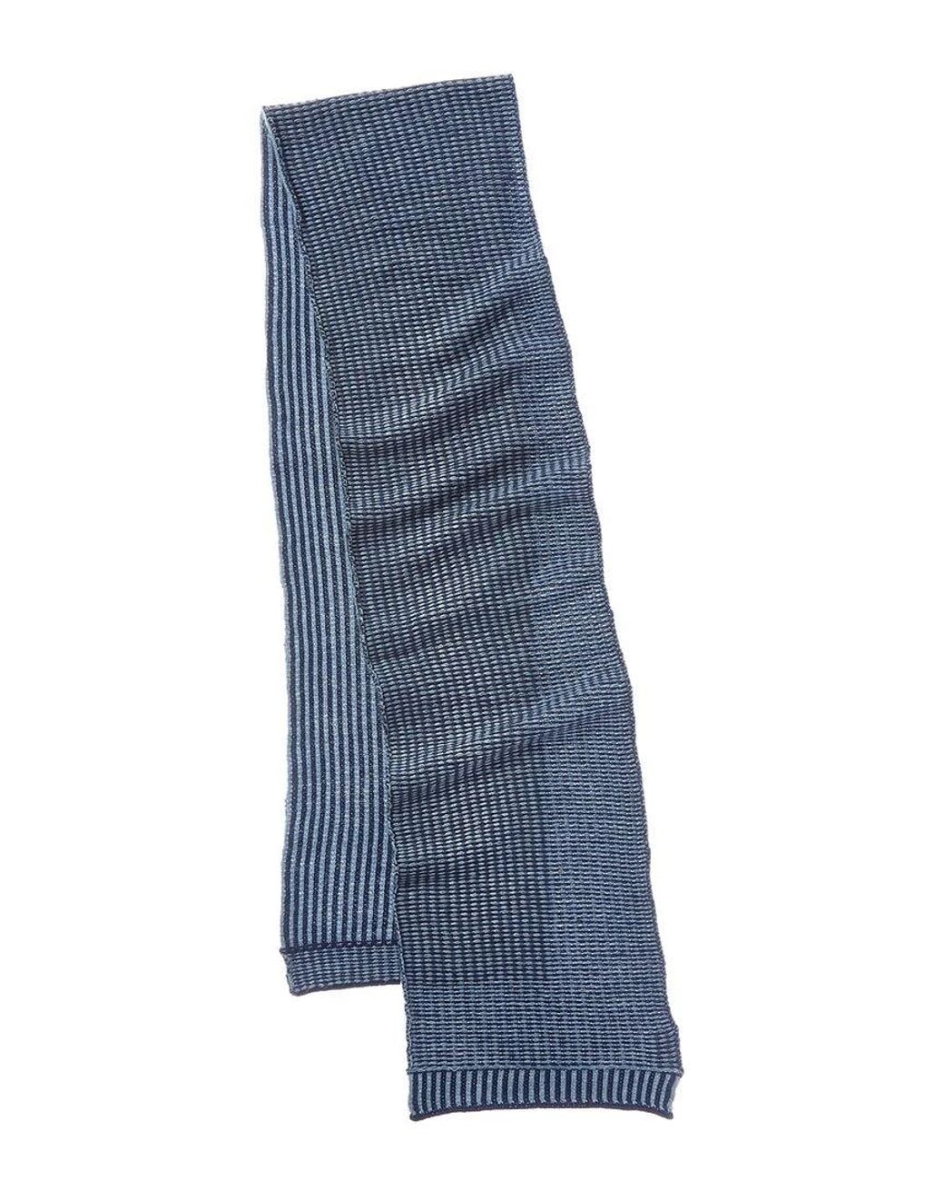 Portolano Blue Reversible Wool-Blend Scarf for men