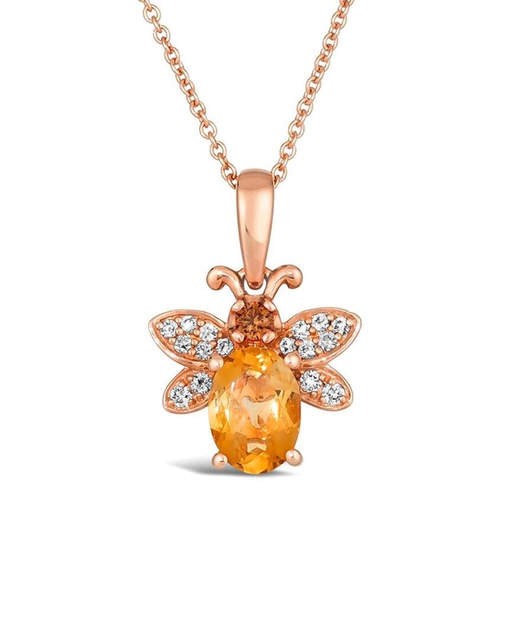 Le Vian White Le Vian Optimism 14K Rose 0.72 Ct. Tw. Diamond & Citrine Pendant Necklace