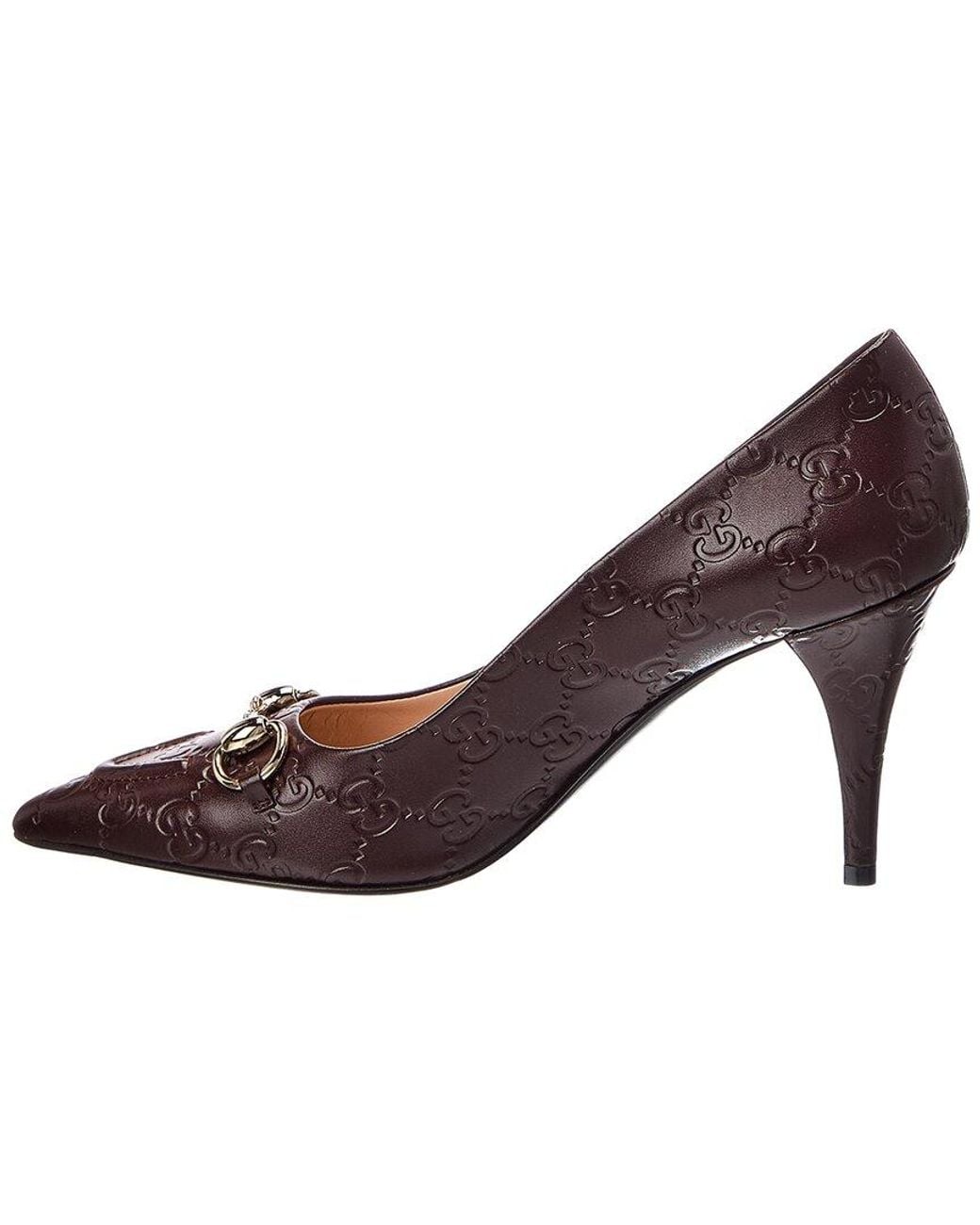 Gucci Metallic 90 Gg Horsebit Leather Pump