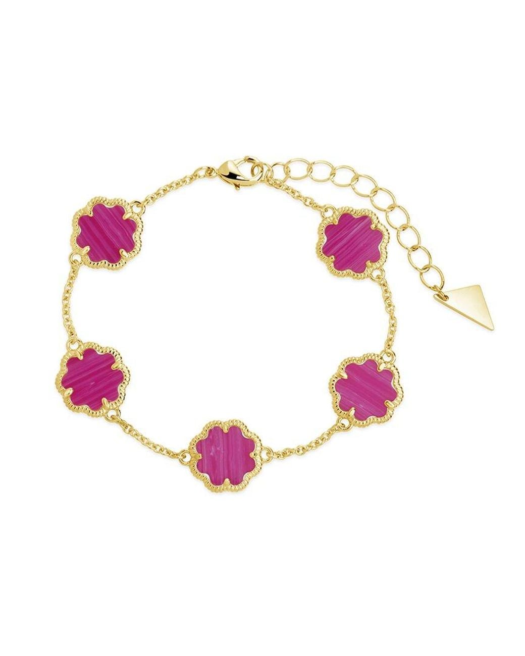 Sterling Forever Pink 14K Plated Rose Petal Station Bracelet