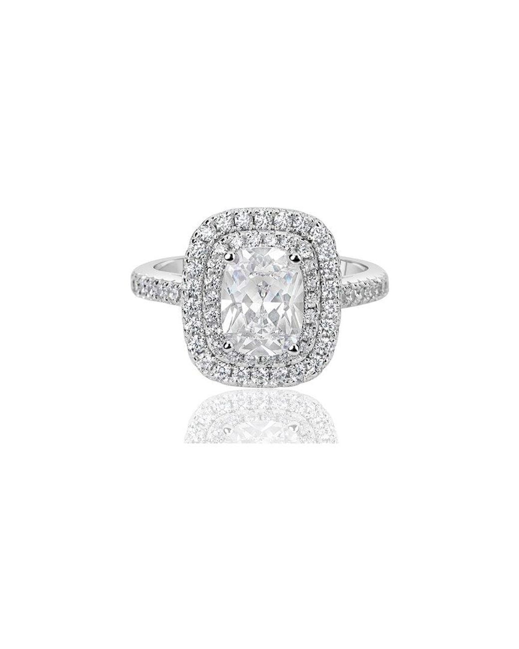 Suzy Levian CZ Jewelry White Suzy Levian Silver Cz Halo Ring