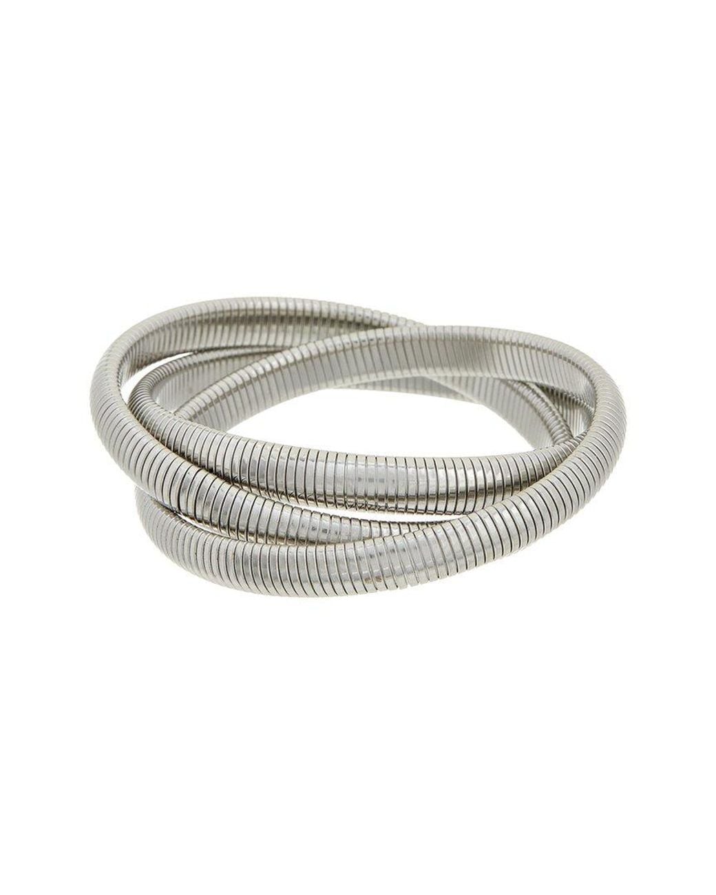 Sterling Forever Metallic Rhodium Plated Briar Stacking Link Stretch Bracelet