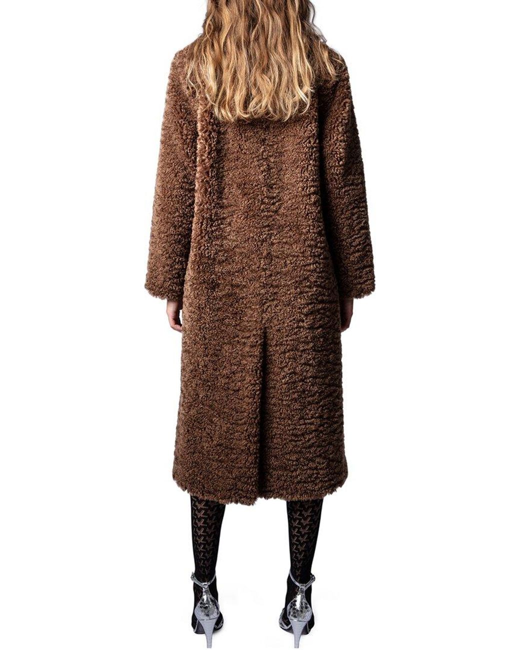 Zadig & Voltaire Milan Soft Curly Manteau Coat in Brown | Lyst