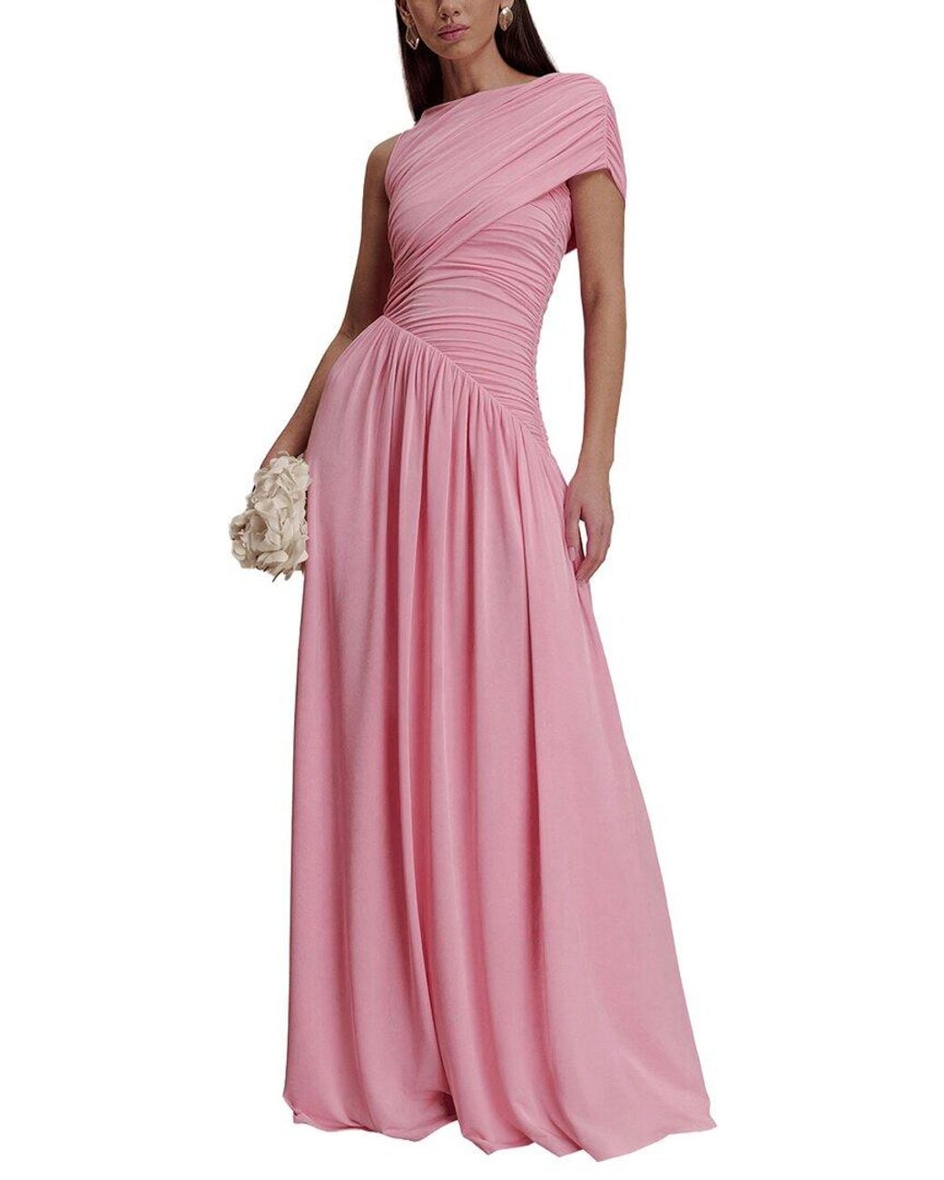 Dilireba Pink One-Shoulder Maxi Dress