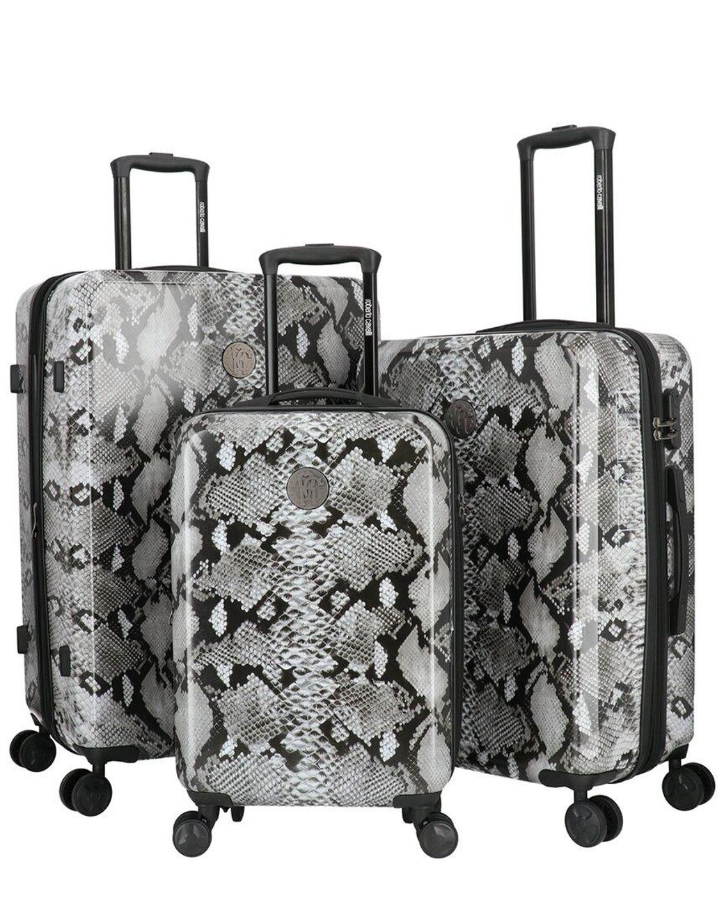 Roberto Cavalli Python Collection 3pc Expandable Luggage Set in