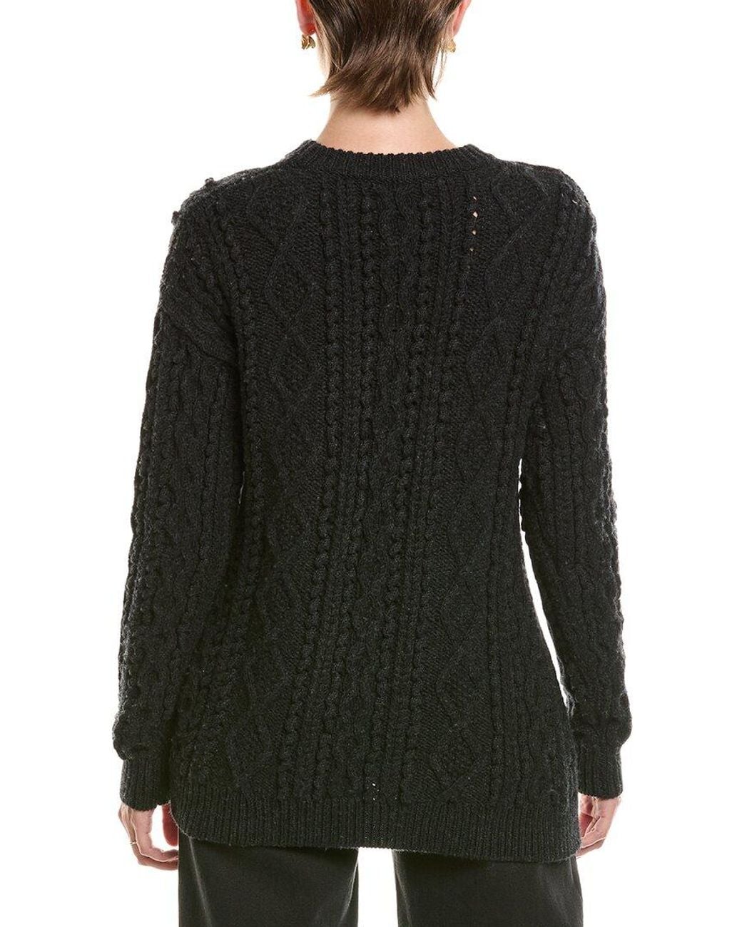 3.1 Phillip Lim Black Wool Popcorn Cable Sweater