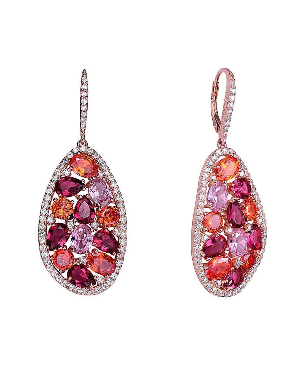 Genevive Jewelry Red 14k Rose Gold Vermeil Cz Earrings
