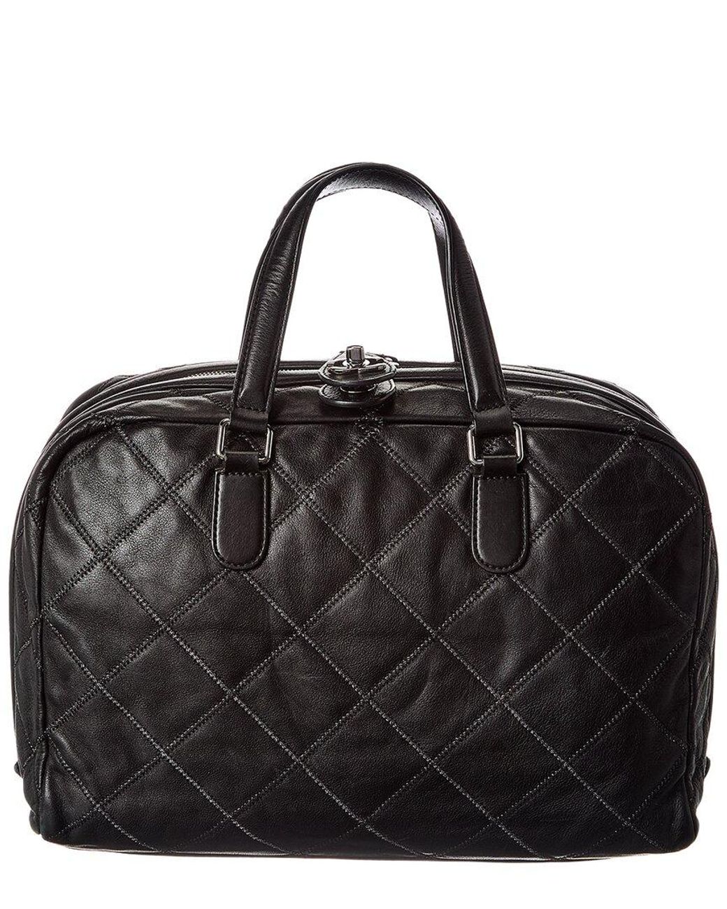 Chanel Black Calfskin Leather Stitched Bowling Bag (authentic Pre-loved)