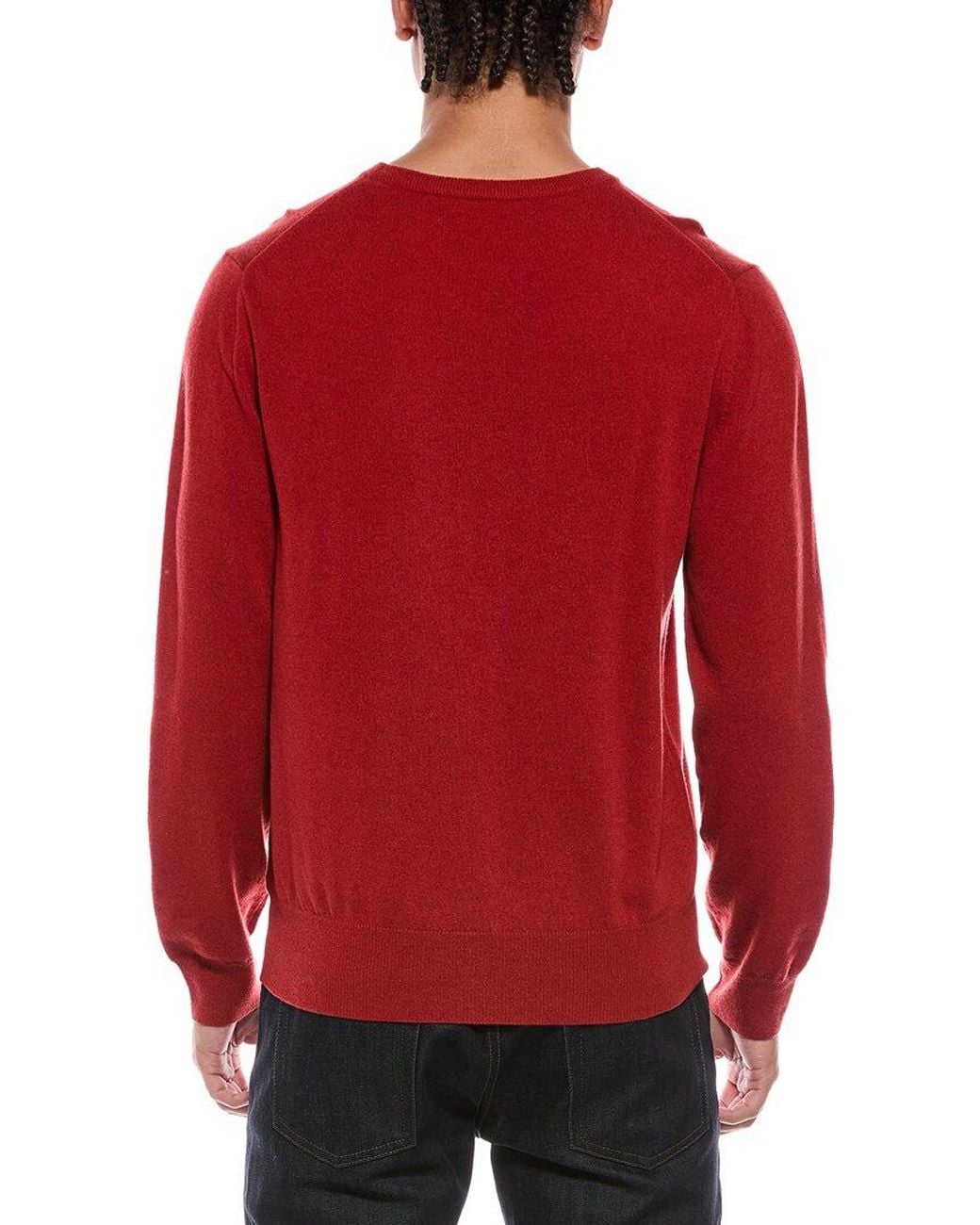 N.Peal Cashmere Red Oxford Cashmere Round Neck Sweater for men