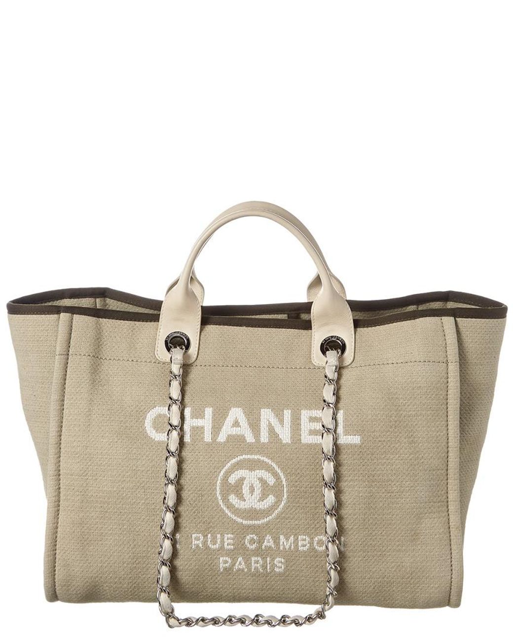 Chanel Beige Canvas Xl Deauville Tote in Natural | Lyst UK