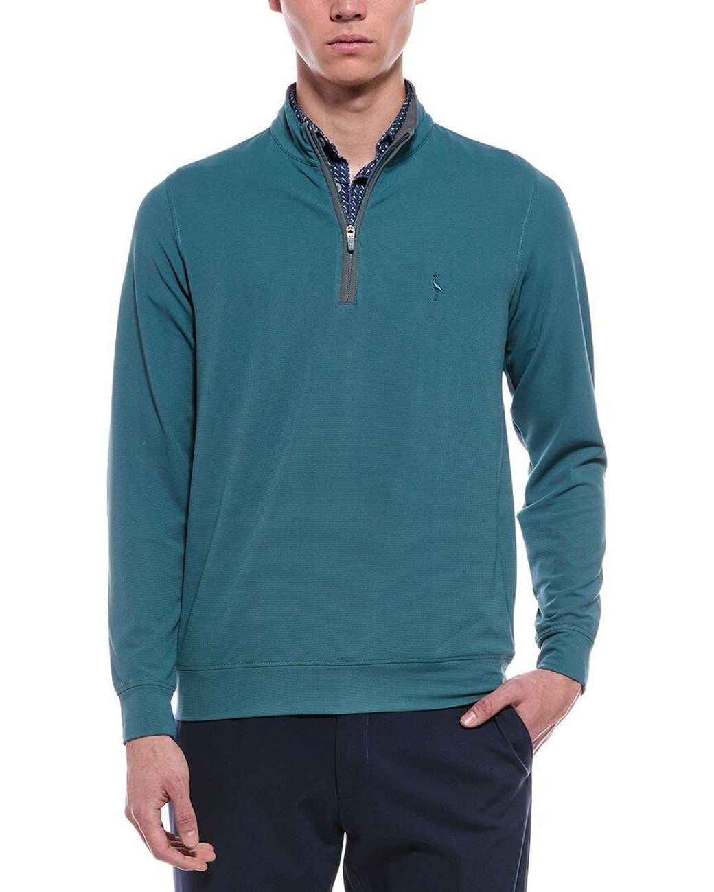 Tailorbyrd Blue Micro Grid Textured Performance 1/4-Zip Pullover for men