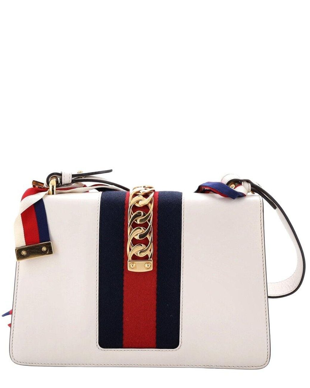 Gucci Blue Leather Sylvie Shoulder Bag Small (Authentic Pre-Loved)