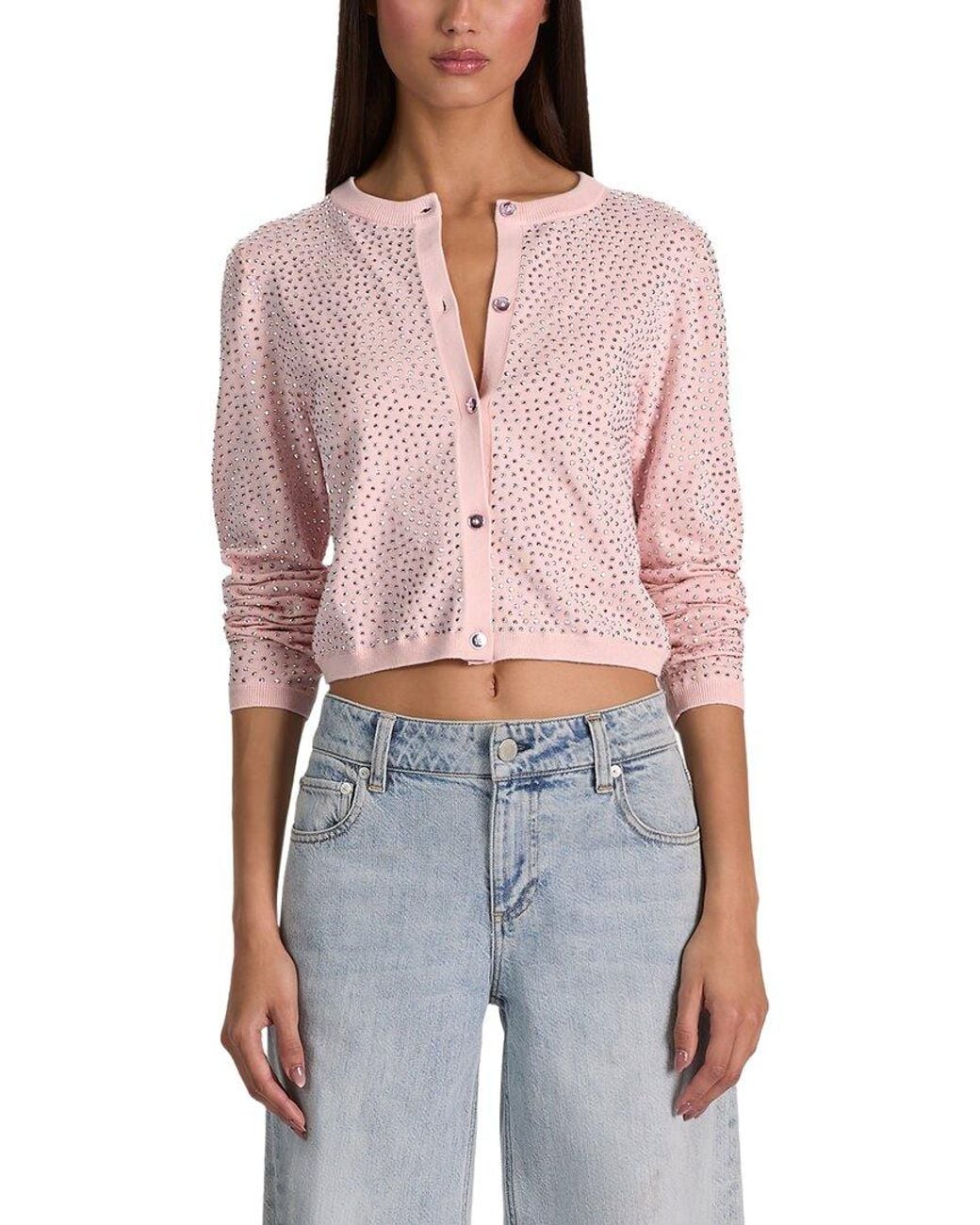 Alice + Olivia Red Carson Embellished Cardigan