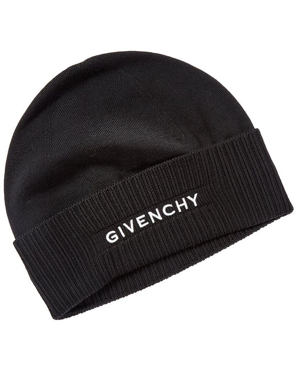 Givenchy Black Logo Wool Beanie