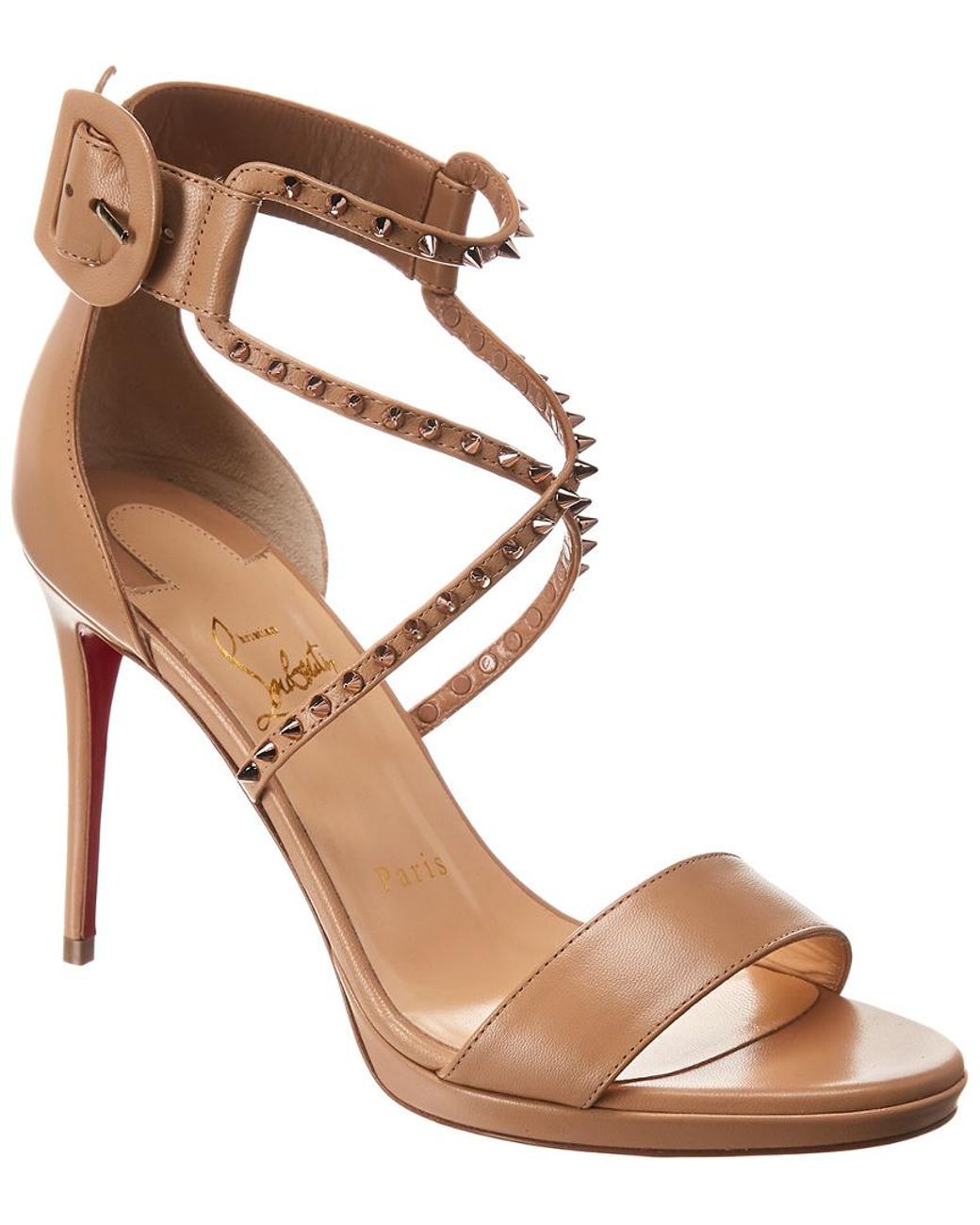 Christian Louboutin Choca Lux 100 Leather Sandal in Natural | Lyst UK